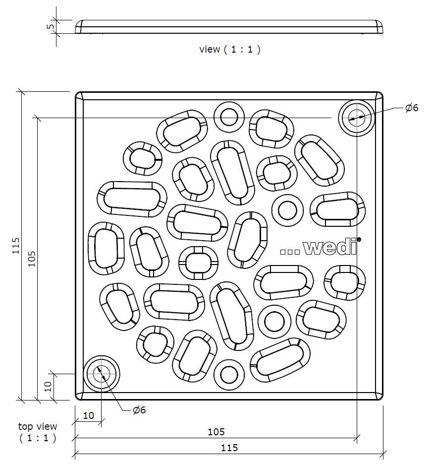 WEDI Ablaufabdeckung Fundo Fino 3.3 Edelstahl eckig verschraubbar