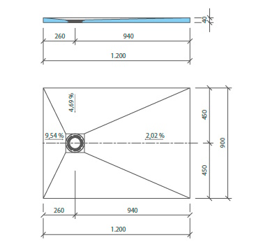 WEDI Fundo Primo Duschelement dezentral 1200x900x40 mm